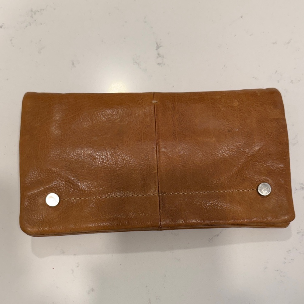 latico tan leather clutch wallet
